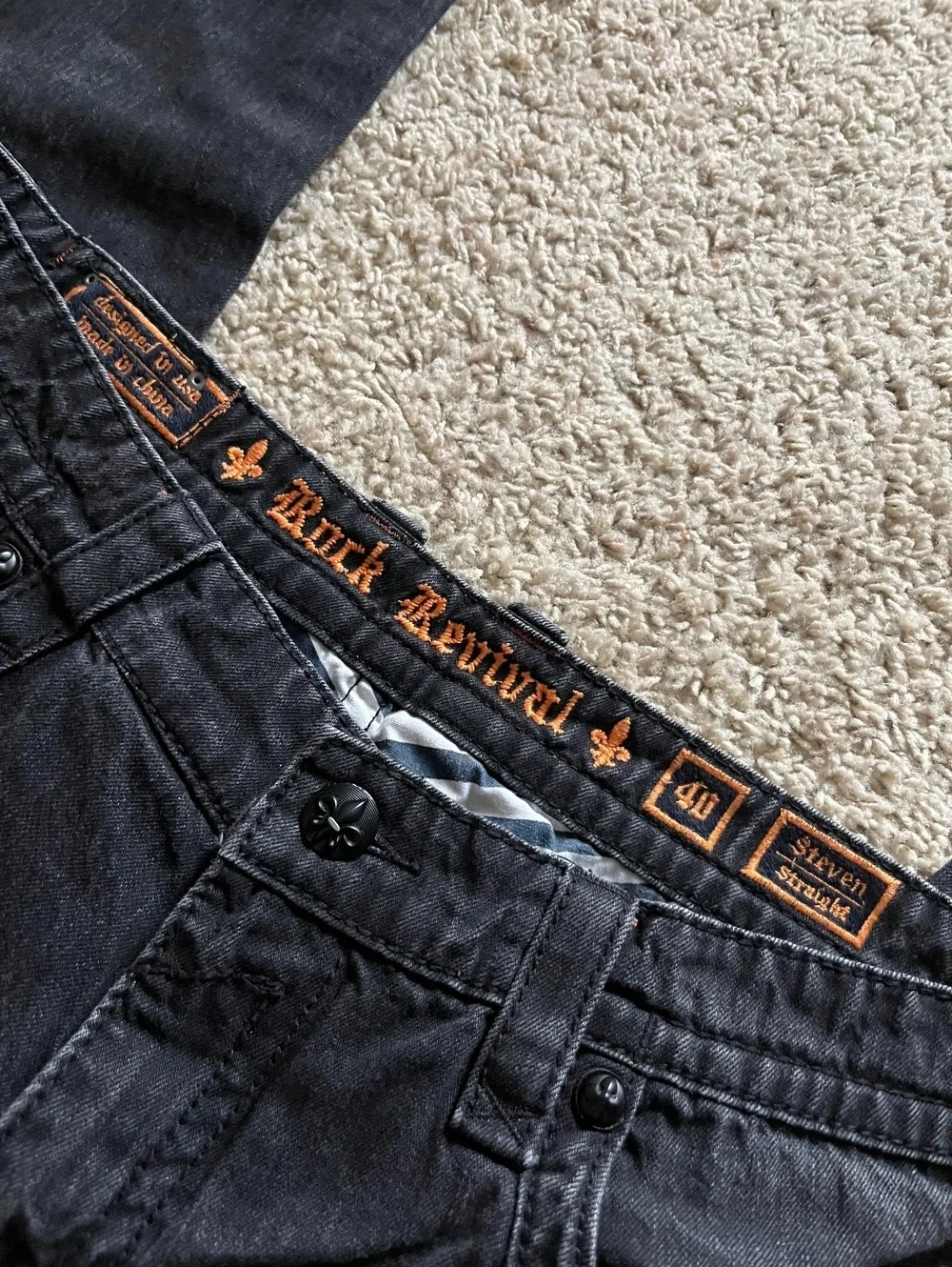 Rock Revival Steven Straight Grunge Black Jeans Size 40 Waist